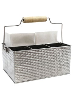 Tablecraft Rectangular Flatware Caddy With Handle Silver 