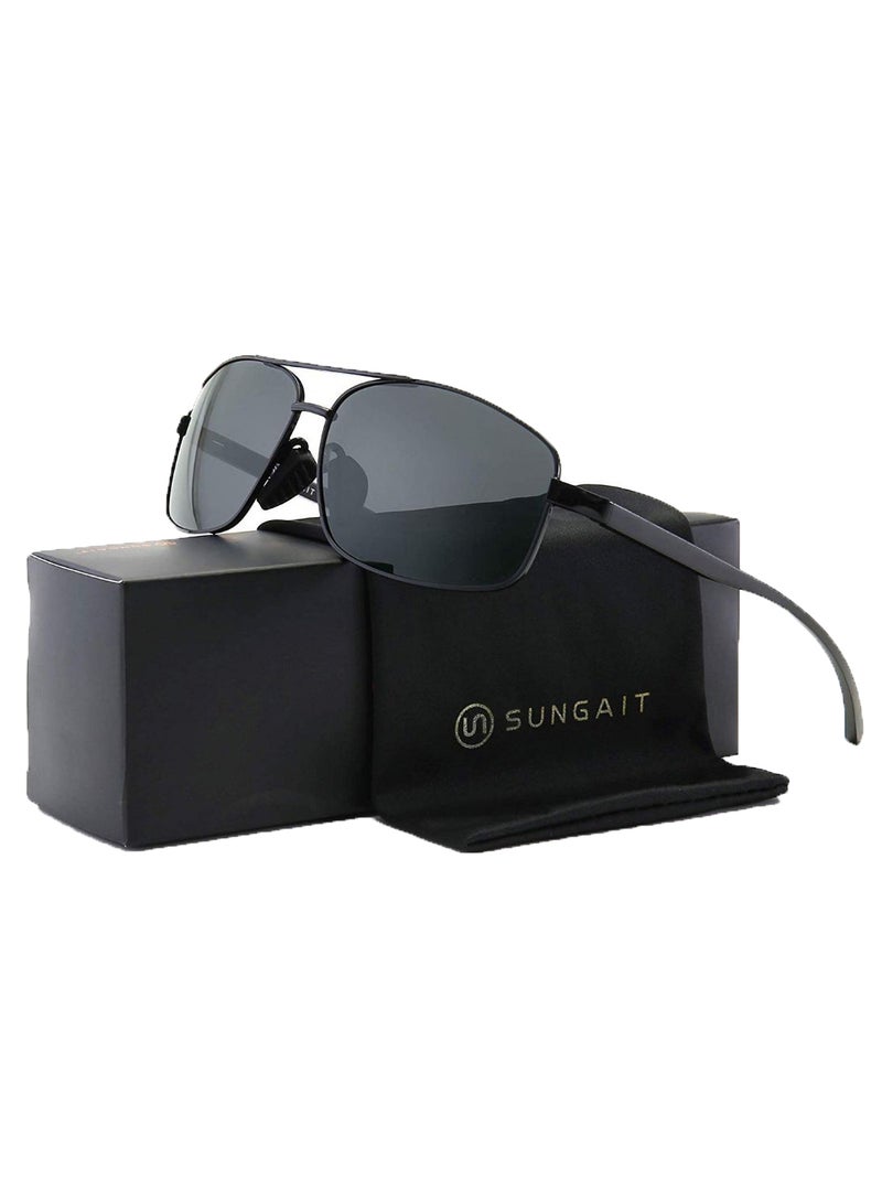 Polarized Rectangular Sunglasses - Lens Size: 42 mm