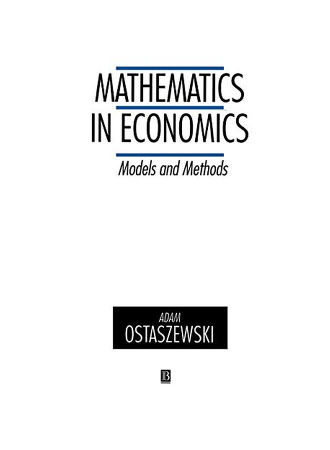 Mathematics in Economics: Models and Methods Paperback English by Adam Ostaszewski 