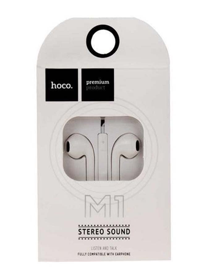 Hoco - In-Ear Wired Earphones With Mic For iPhone White - Image 1