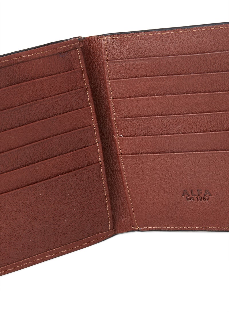 Alfa Leather Co. 20 Card Slots Large Wallet Navy/Havan - Image 3