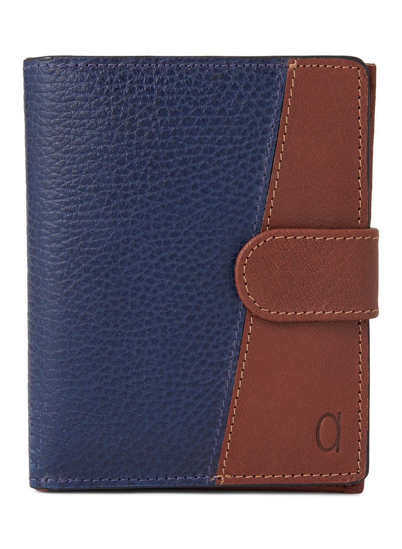 Alfa Leather Co. 20 Card Slots Large Wallet Navy/Havan - Image 1