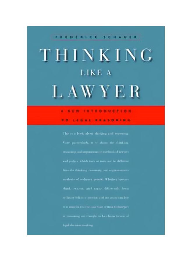 null - Thinking Like A Lawyer: A New Introduction To Legal Reasoning Paperback English by Frederick Schauer - 41015 - Image 1