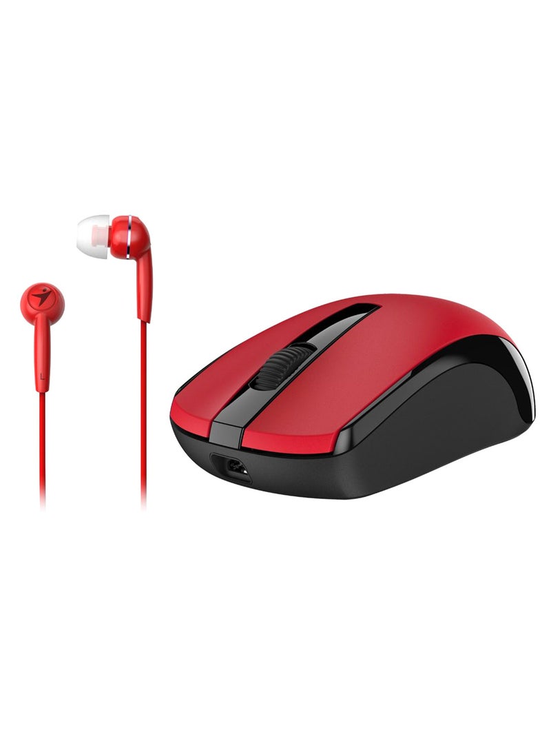 Wireless Mouse With Headset Red/Black
