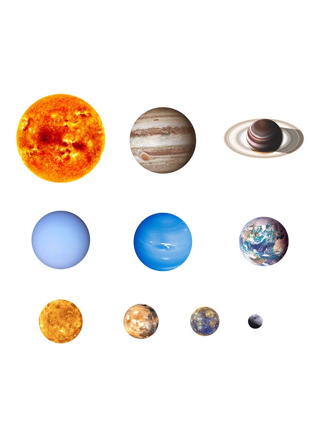 9-Piece Creative Planet Solar System Wall Stick Set Multicolour - Image 1