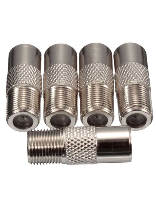 5-Piece F Type To Coax RF IEC Aerial Plug Silver
