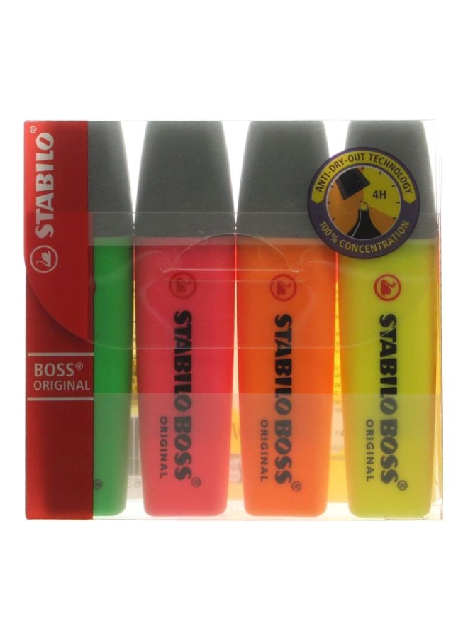 STABILO 4-Piece Boss Original Marker Pen Set Orange/Pink/Yellow - Image 1