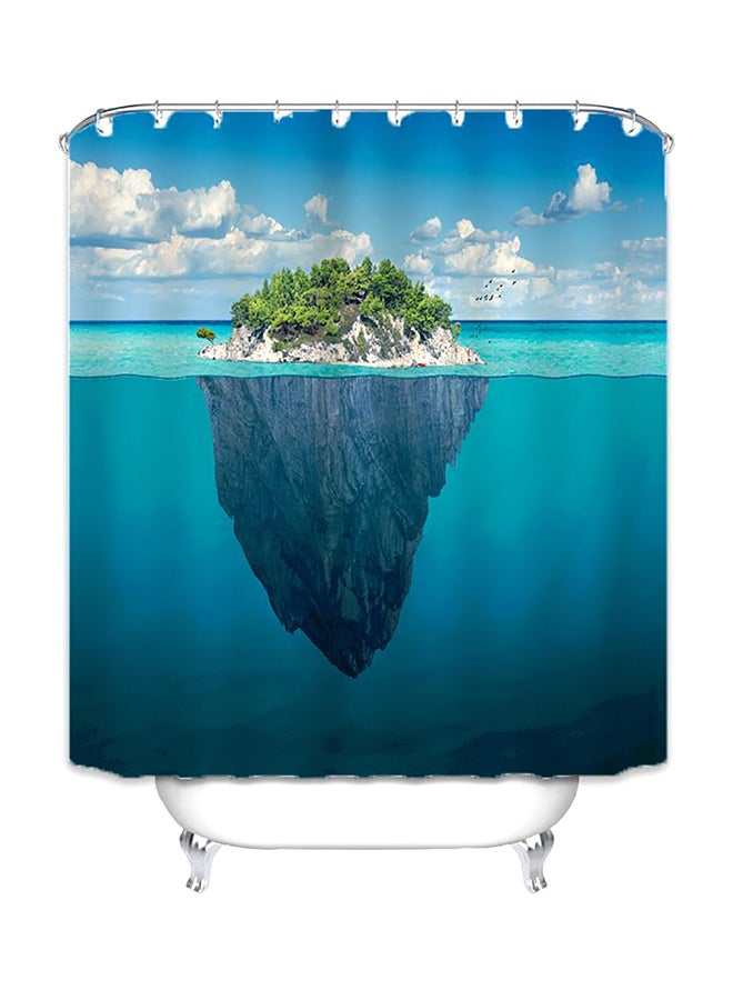 ستائر استحمام بطبعة أزرق/بني/أخضر 150x180x2سم