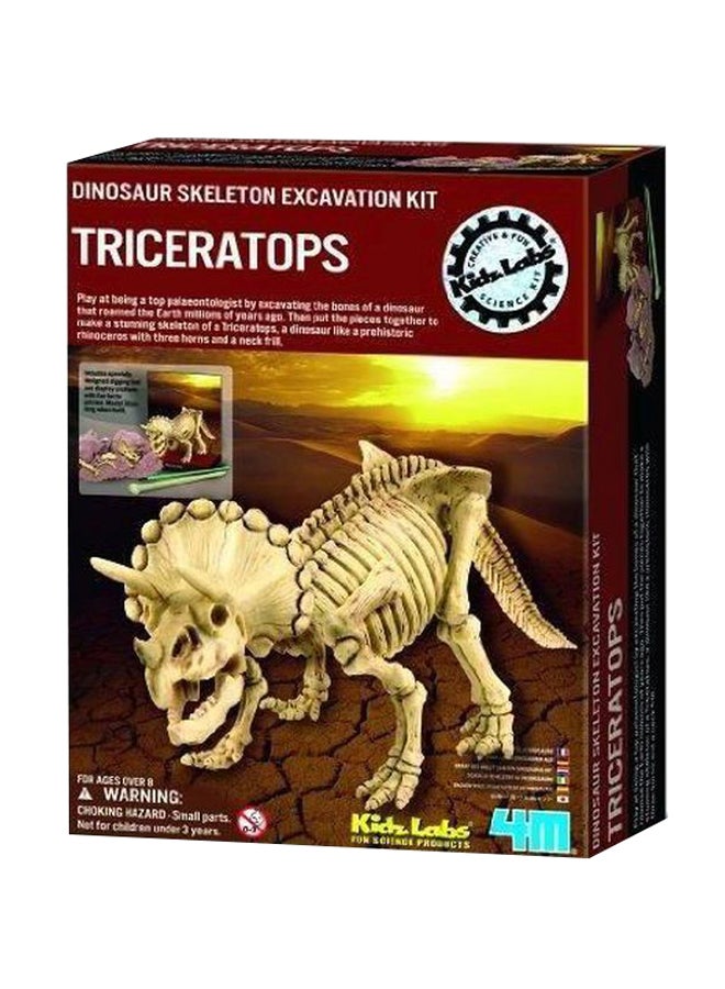 4M KidzLabs Dig-a-Dinosaur Triceratops Skeleton Kit – Excavate & Assemble a 20 cm Prehistoric Dinosaur Model – Hands-On STEM Paleontology Toy for Kids Ages 8+