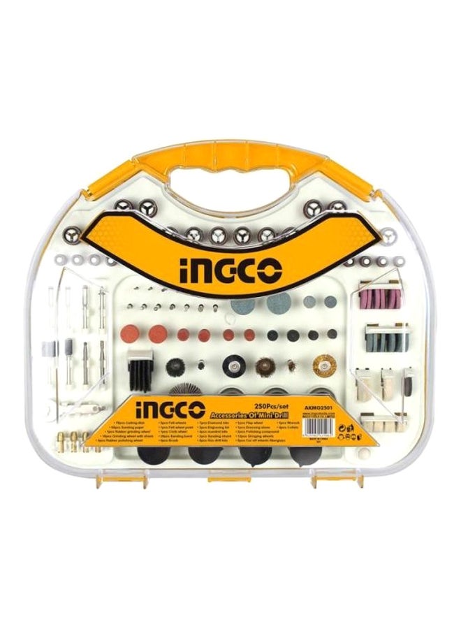 250-Piece Mini Drill Accessories Set Yellow/White/Black 10 x 5 x 5cm 