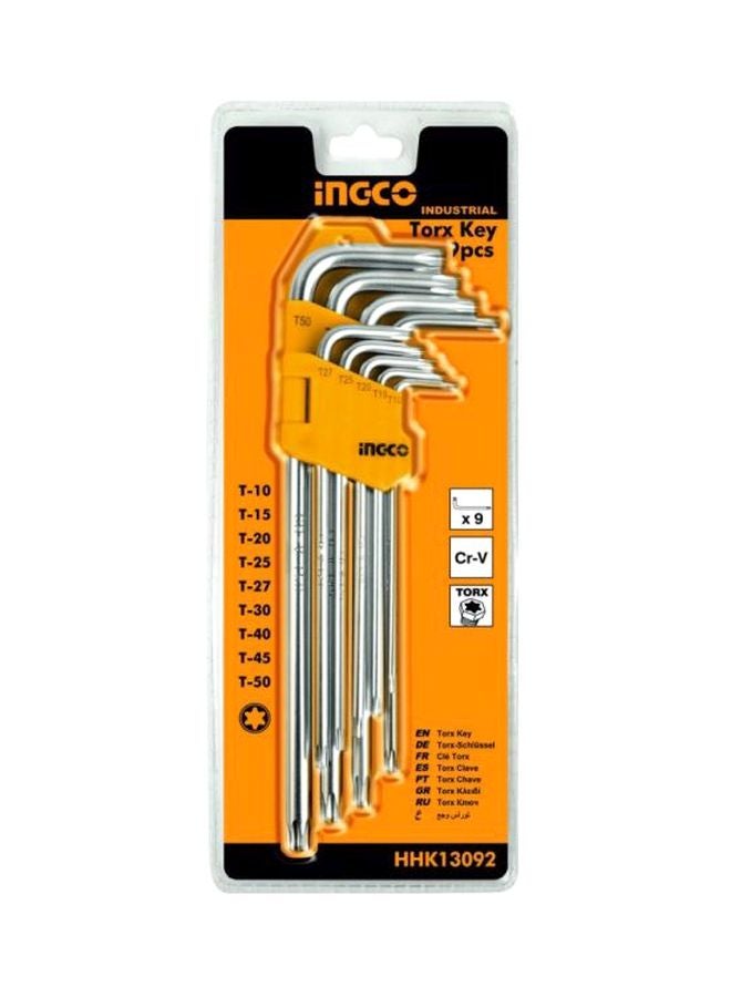 INGCO 9-Piece Torx Key Set Silver