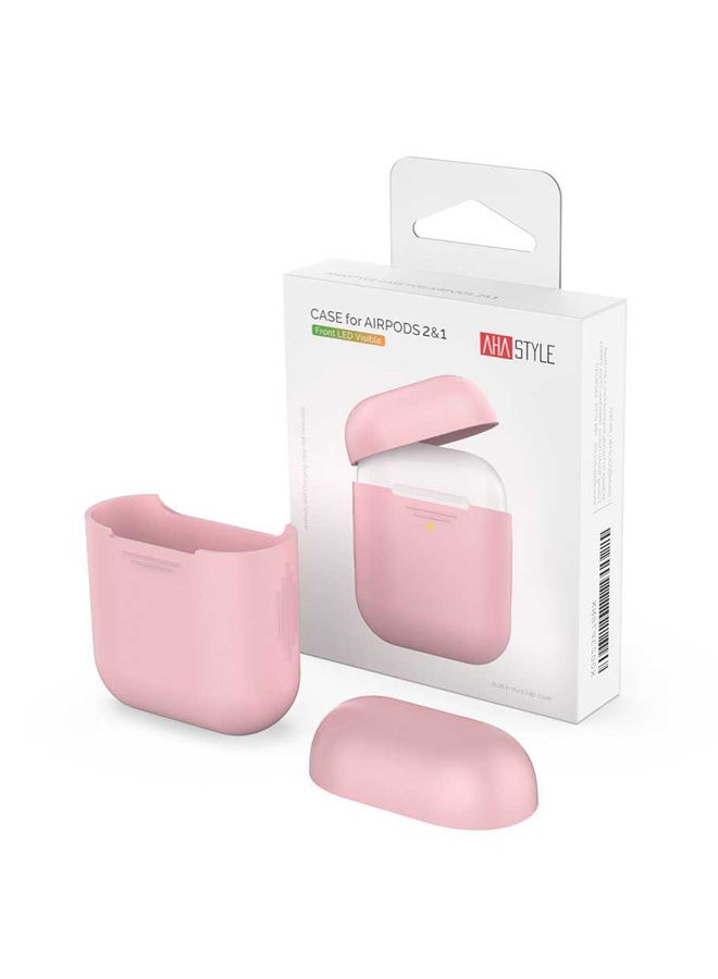 أهاستايل غطاء حماية من السيليكون لسماعات أبل إير بودز 1/2 وردي - Image 2