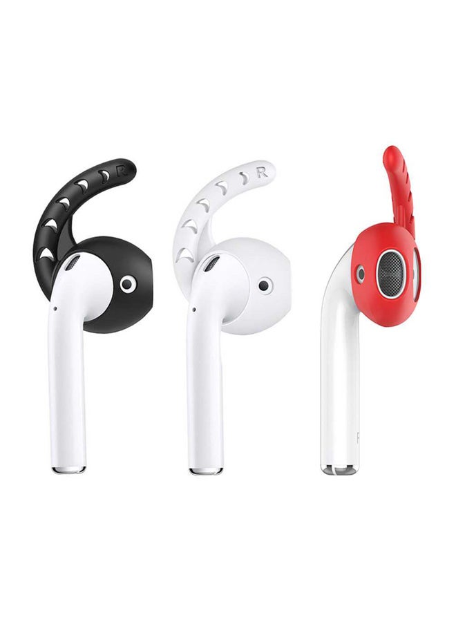 Ahastyle Pair Of 3 Earhooks For Apple AirPods 1/2 Black/White/Red - Image 1