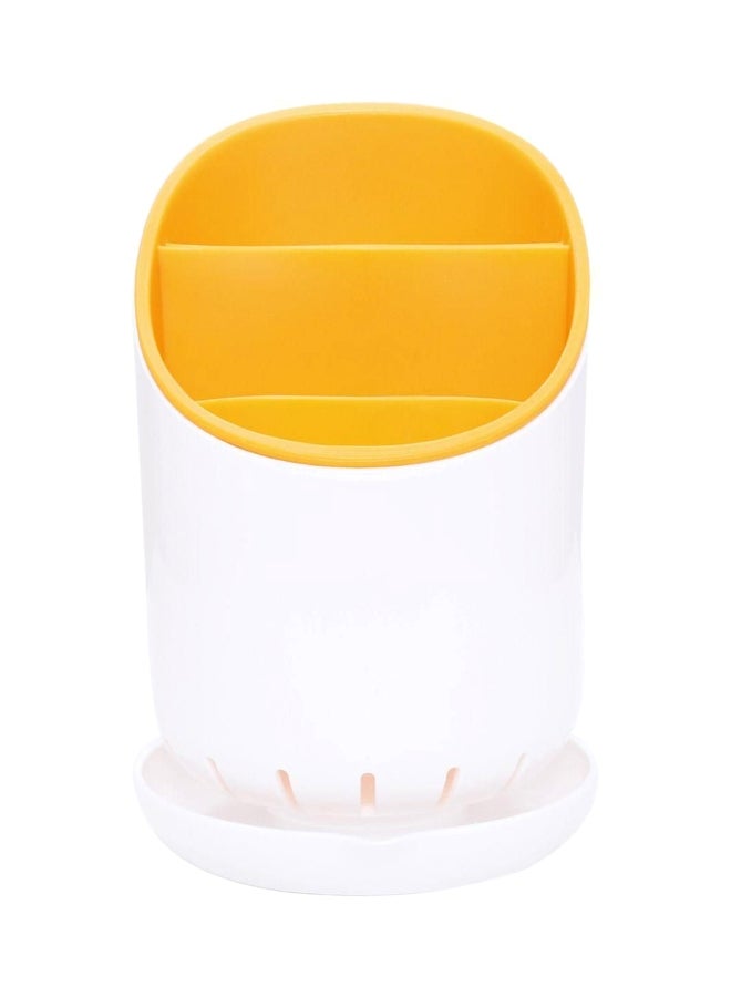Home Concept Cutlery Drainer Organizer Yellow/White 20x14x12centimeter 
