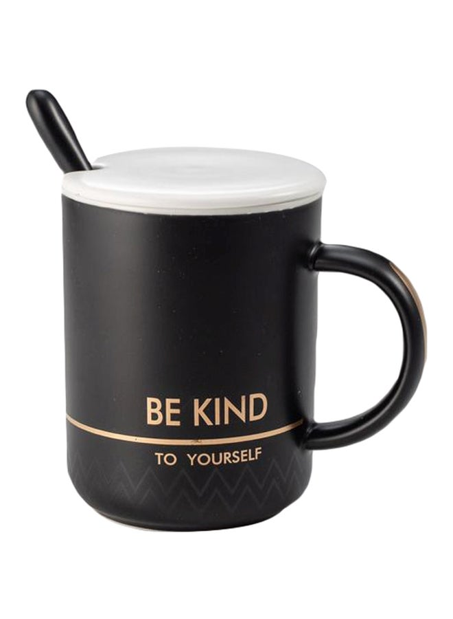 Home Concept Elegant Insulated Cup With Spoon Black/White 9x11.5x12cm