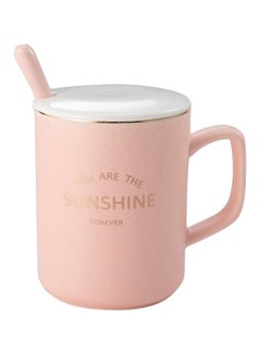 Home Concept Tea Cup Lid With Spoon Pink 9x11.5x12cm 