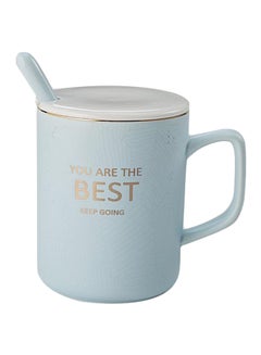 Home Concept Tea Cup Lid With Spoon Light Blue 9x11.5x12cm  - Image 1