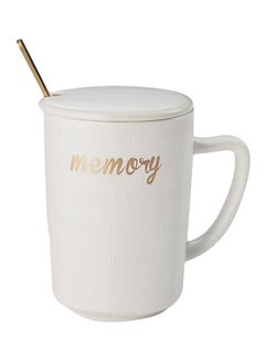 Home Concept Tea Cup Lid With Spoon White 10x9x14cm  - Image 1