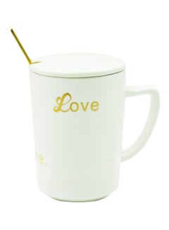 Home Concept Tea Cup Lid With Spoon White 10x9x14cm 