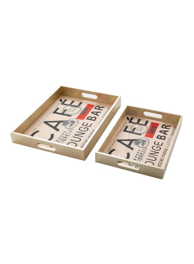 Home Concept - 2-Piece Rectangular Tray Set Gold/Beige 41x30x6centimeter - Image 1