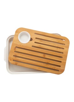 Tessie & Jessie Bread And Cheese Board White/Brown 37.2x24x5cm  - Image 1