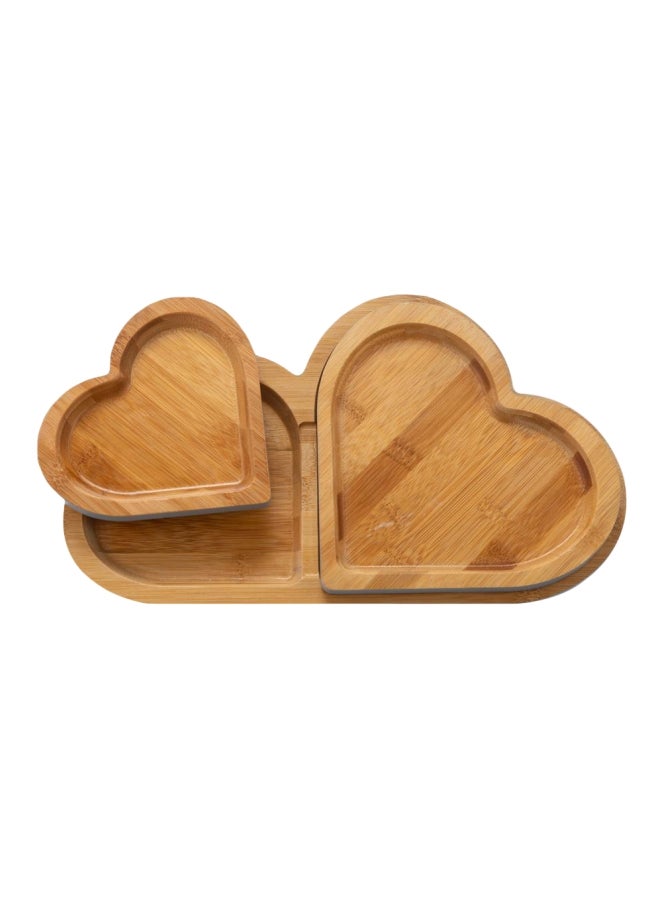 Tessie & Jessie 3-Piece Heart Shape Snaks Plate Brown/Blue 34x20x15cm - Image 1