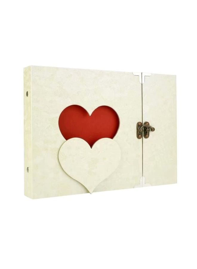 Hollowed Heart Shaped Photo Album White/Red/Brown - Image 1