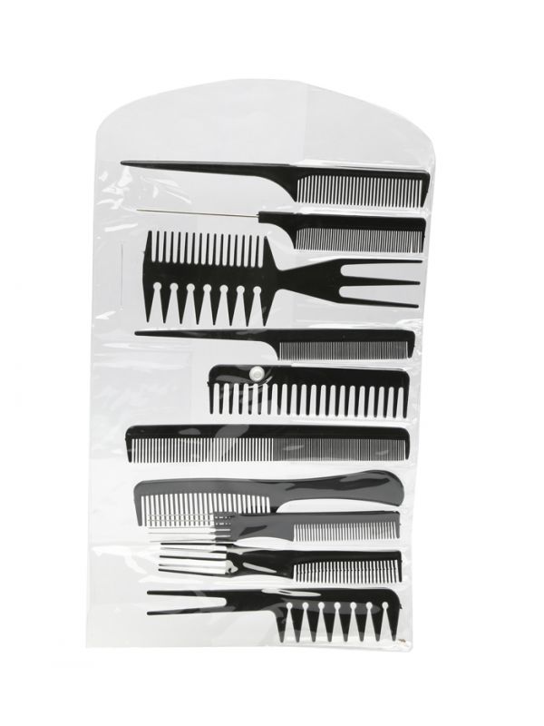 سيسيليا مجموعة من مشط وفرشاة الشعر الاحترافية من 10 قطع أسود 20سم - Image 2