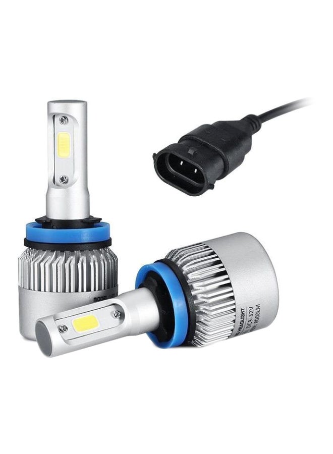 Generic H11 LED Car Headlights with Luminous 8000LM COB 6500K White Light Bulbs  - Image 1