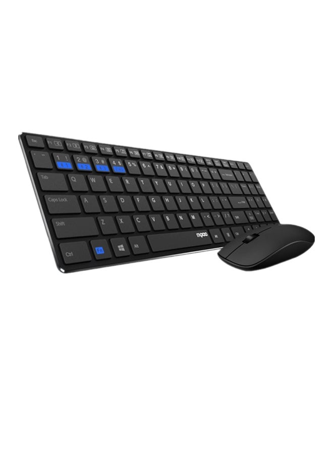 Rapoo Wireless Keyboard With Mouse Black