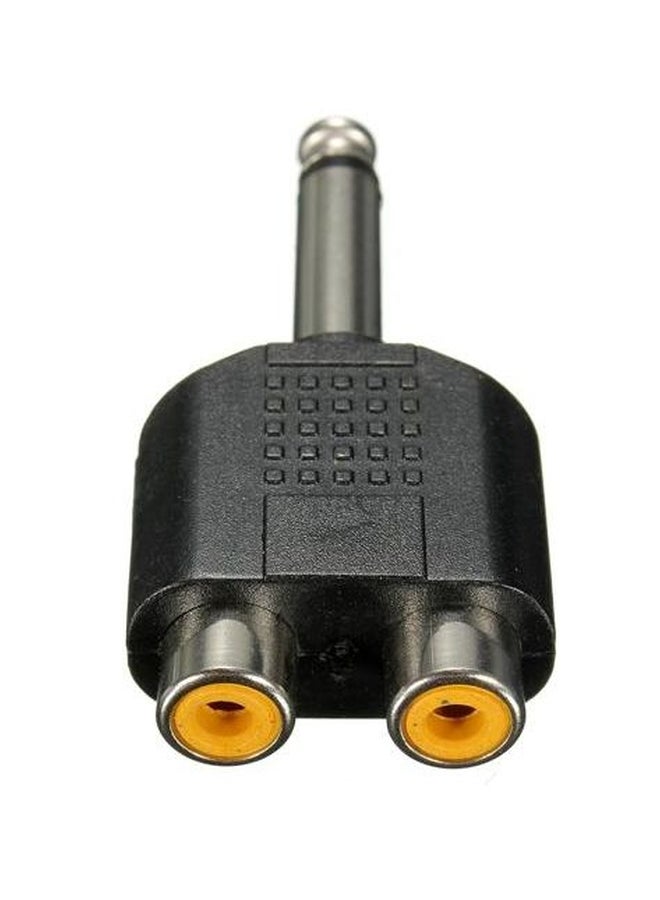 Male Mono To Dual RCA Female Jack Splitter Adapter Black/Silver - Image 2
