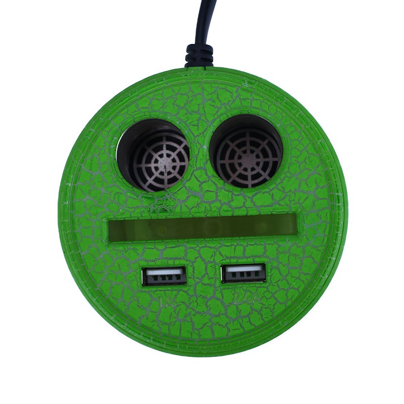 شاحن سيارة بمنفذين ومقبسين يناسب جميع الأجهزة أخضر - Image 3