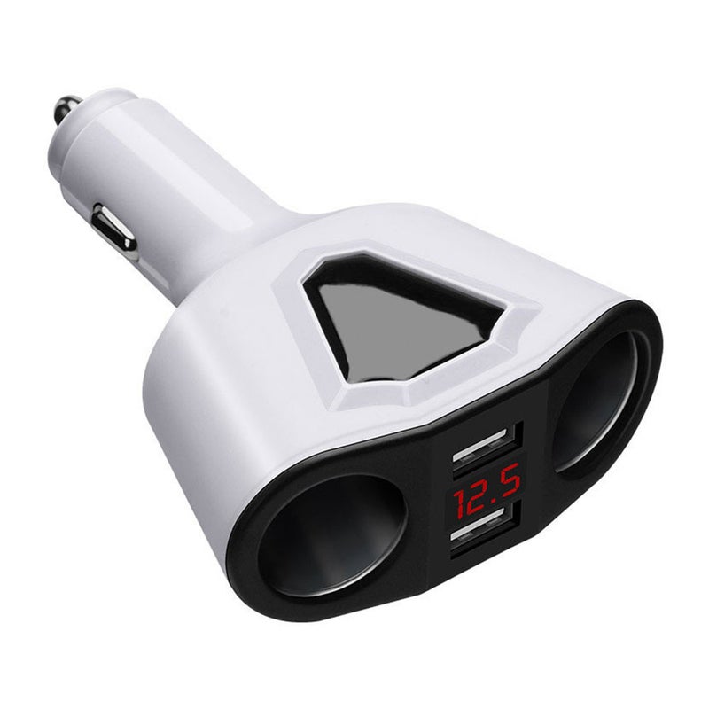 Universal Dual Lighter Plug Car Charger Adapter White