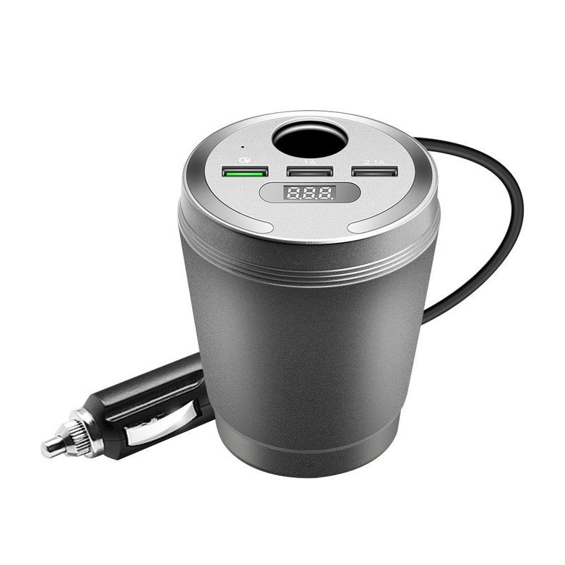 شاحن سيارة بمنفذ USB ثلاثي 3.1 أمبير مع مقبس ولاعة رمادي - Image 1