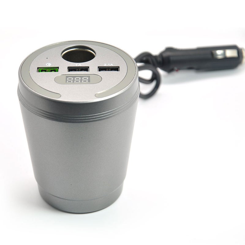 شاحن سيارة بمنفذ USB ثلاثي 3.1 أمبير مع مقبس ولاعة رمادي - Image 3