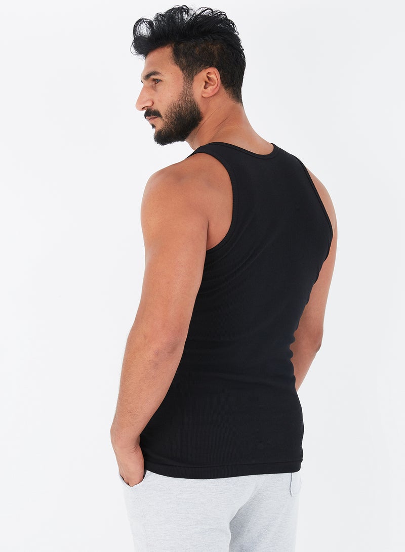 COTTONIL - Scoop Neck Derby Solid Undershirt Black - Image 1