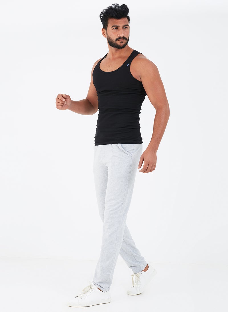 COTTONIL - Scoop Neck Derby Solid Undershirt Black - Image 1