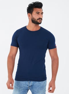 Solid Design Crew Neck T-Shirt Blue