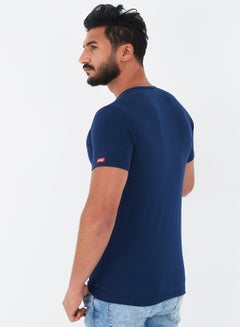 COTTONIL Solid Design Crew Neck T-Shirt Blue  - Image 2