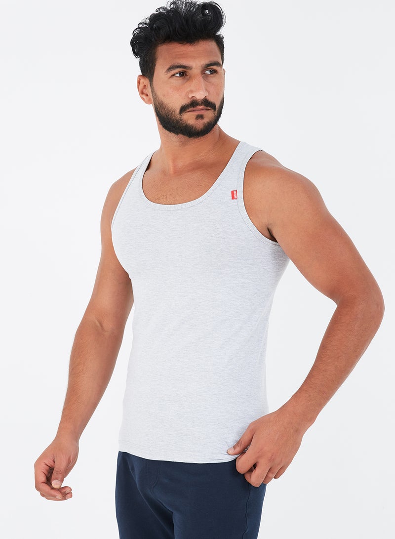 COTTONIL Scoop Neck Solid Undershirt Grey - Image 1