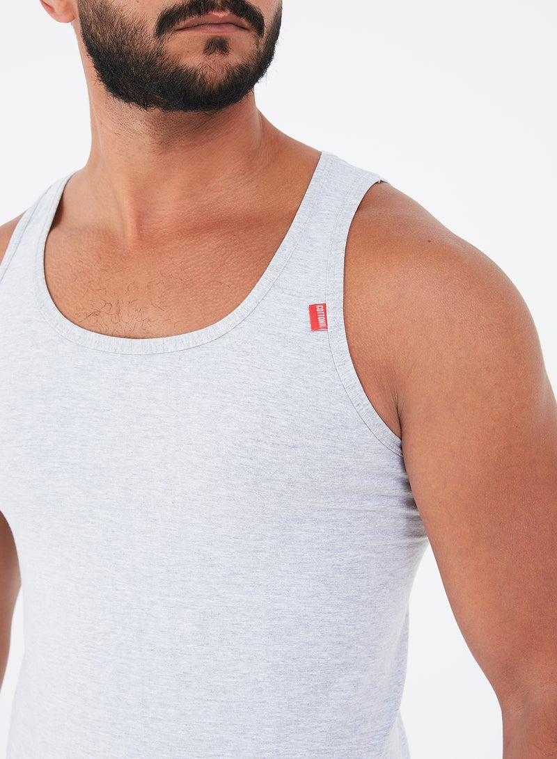 COTTONIL Scoop Neck Solid Undershirt Grey - Image 4
