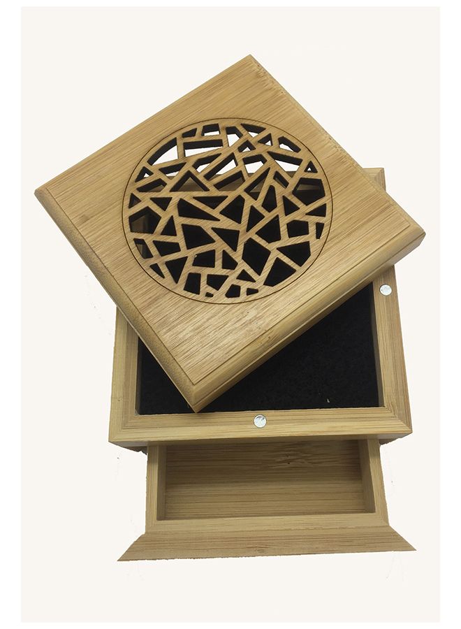 boscage Wooden Incense Stick Burner Case Storage Box Brown 9.6 x 9.6cm - Image 3
