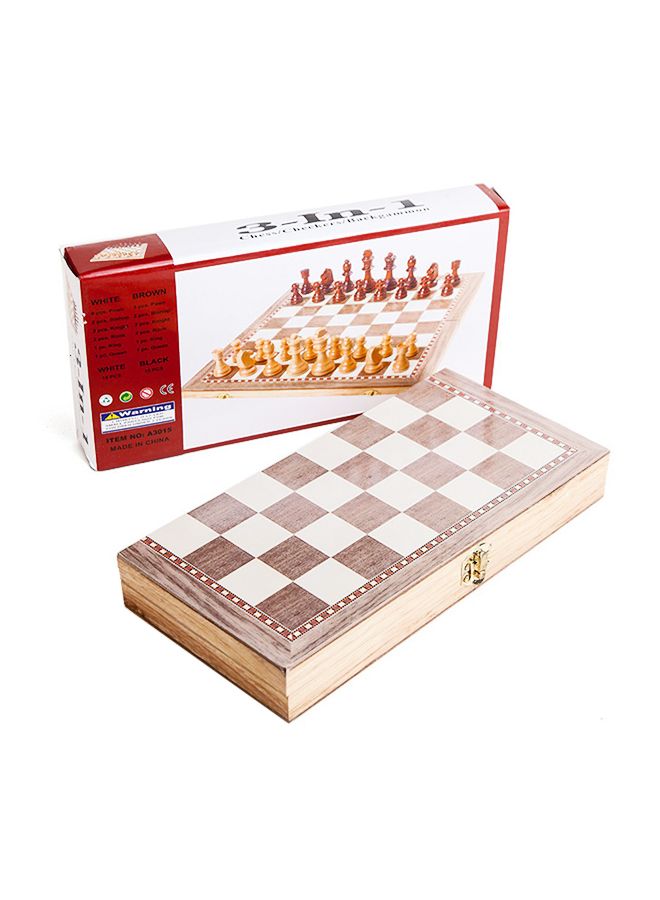 طقم لعبة شطرنج خشبية قابلة للطي - Image 1
