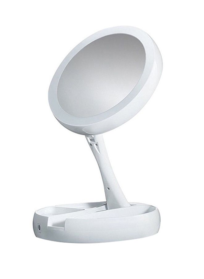 مرآة ماكياج بوجهين مزود بإضاءة LED أبيض 17سم  - Image 1