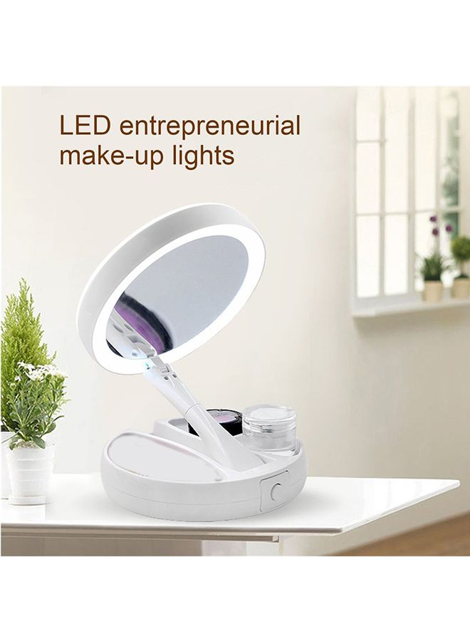 مرآة ماكياج بوجهين مزود بإضاءة LED أبيض 17سم  - Image 3