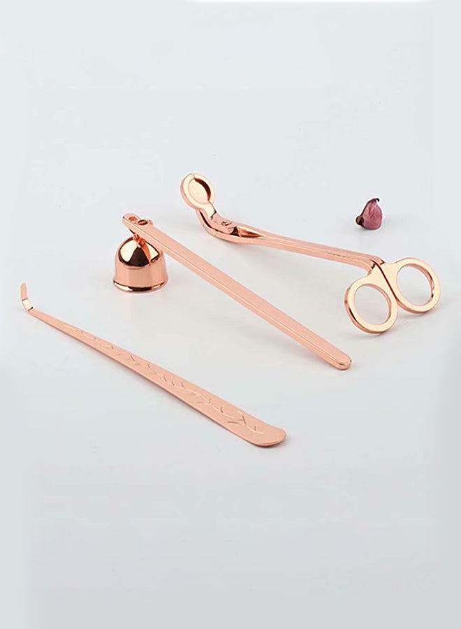 3-Piece Candle Wick Trimmer With Snuffer And Dipper Rose Gold 100grams  - Image 2