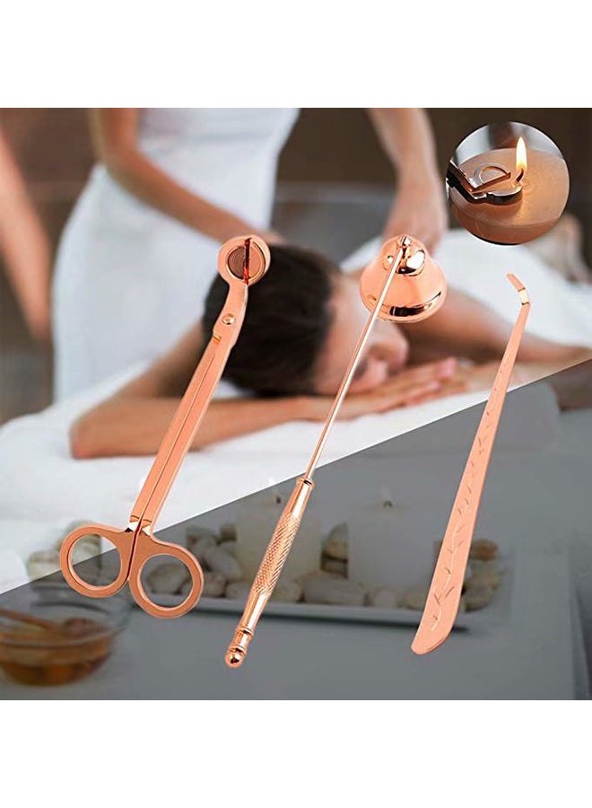 3-Piece Candle Wick Trimmer With Snuffer And Dipper Rose Gold 100grams  - Image 5