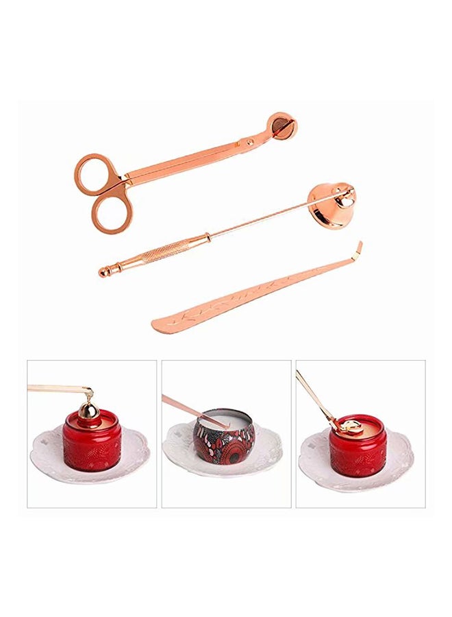 3-Piece Candle Wick Trimmer With Snuffer And Dipper Rose Gold 100grams  - Image 3