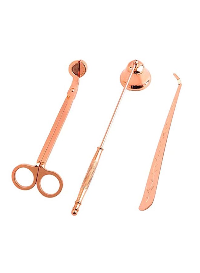 3-Piece Candle Wick Trimmer With Snuffer And Dipper Rose Gold 100grams  - Image 1