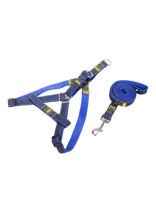 Dog Leash And Adjustable Harness Set Blue 1.2meter